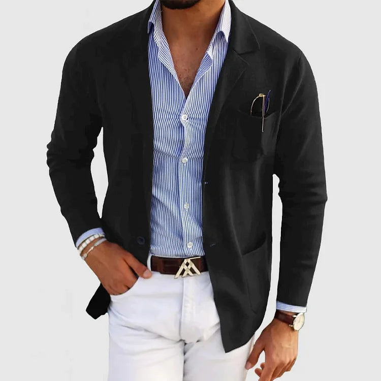 Blazer de Malha - Superfície de Malha Suave e Movimento Estruturado