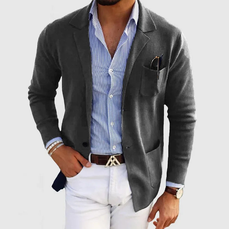 Blazer de Malha - Superfície de Malha Suave e Movimento Estruturado