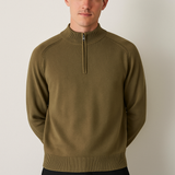 Pullover de Malha - Meio Zíper com Colarinho Alto e Stretch Flexível