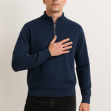 Pullover de Malha - Meio Zíper com Colarinho Alto e Stretch Flexível