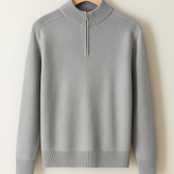 Pullover de Malha - Meio Zíper com Colarinho Alto e Stretch Flexível
