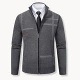 Sweater de Malha - Fecho Total à Frente e Mistura de Lãs Macias
