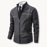 Sweater de Malha - Fecho Total à Frente e Mistura de Lãs Macias