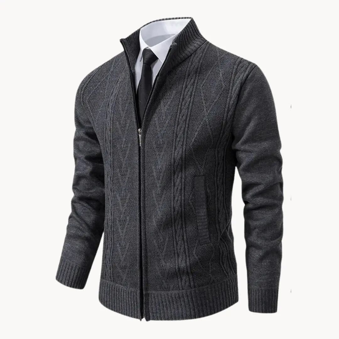 Miguel | Knit Sweater With Front Zip and Ribbed Hem