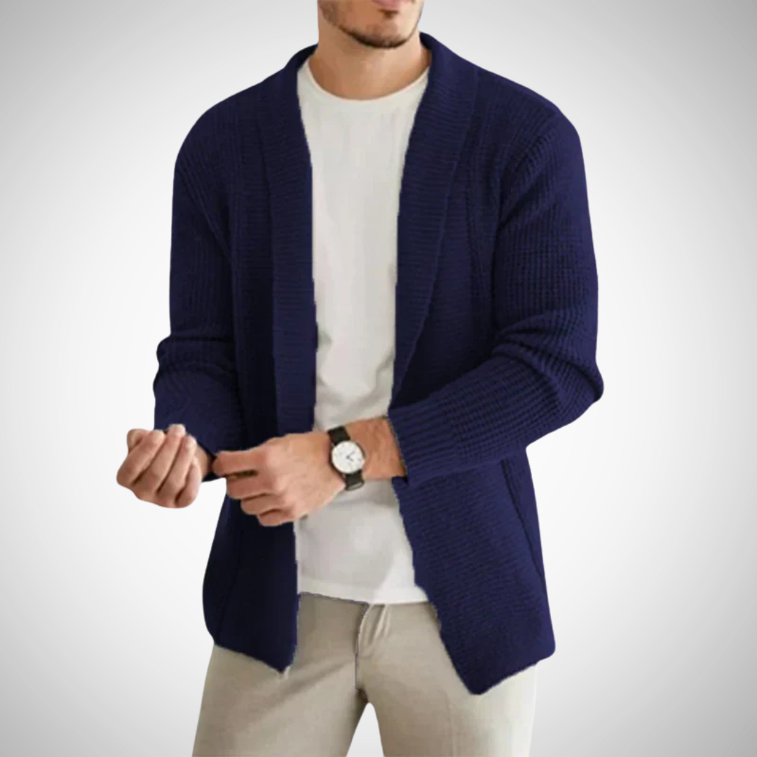 Cardigan de Malha em Mistura - Zíper Frontal Completo & Ajuste Respirável
