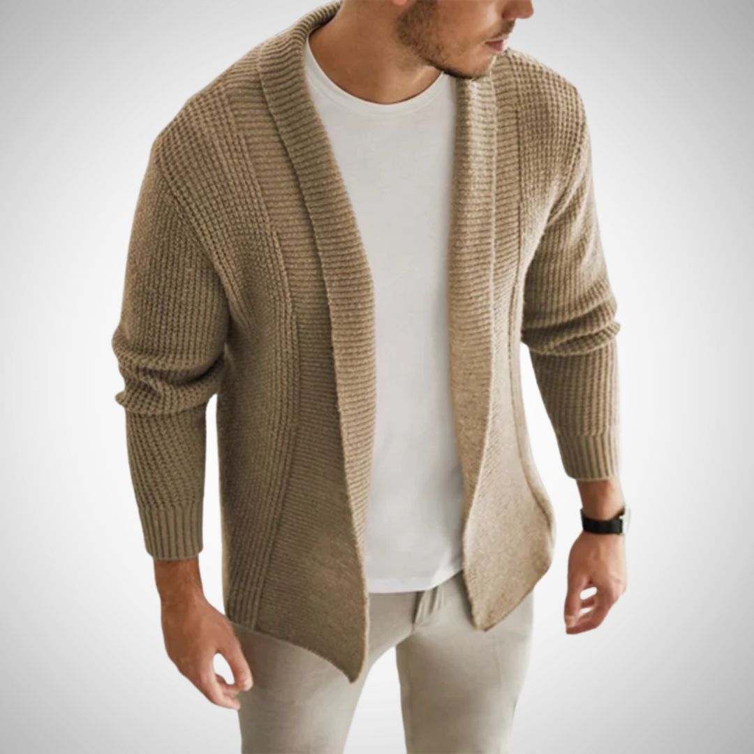 Cardigan de Malha em Mistura - Zíper Frontal Completo & Ajuste Respirável