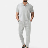 Conjunto de Polo e Calças – Look Coordenado em Tecido Misturado