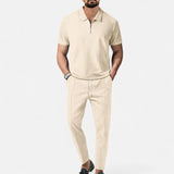 Conjunto de Polo e Calças – Look Coordenado em Tecido Misturado
