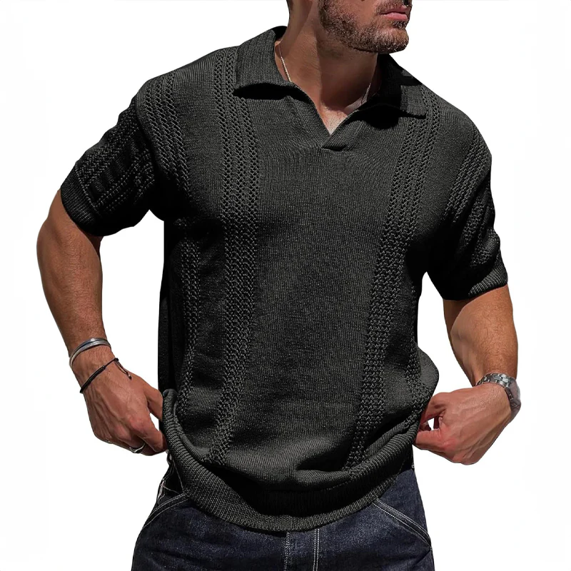 Camisa Polo - Mistura de Malha Respirável com Gola Dobrada e Fluxo de Ar