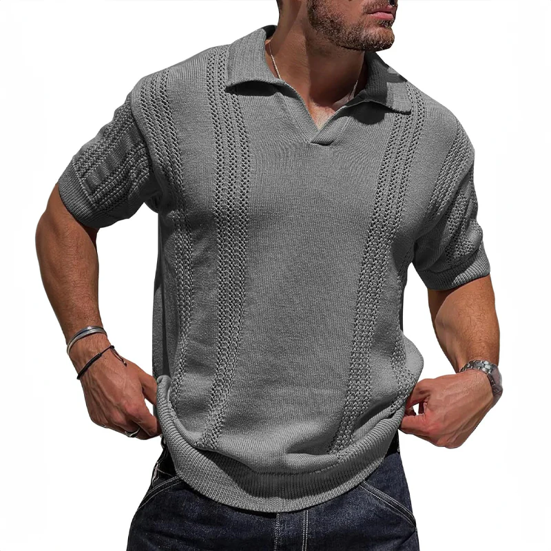 Camisa Polo - Mistura de Malha Respirável com Gola Dobrada e Fluxo de Ar