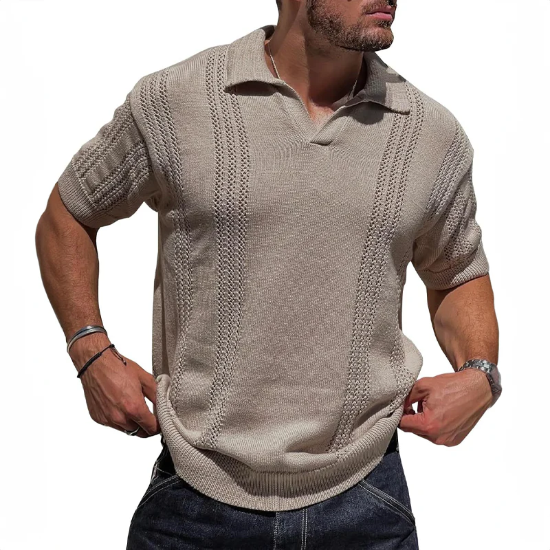 Camisa Polo - Mistura de Malha Respirável com Gola Dobrada e Fluxo de Ar