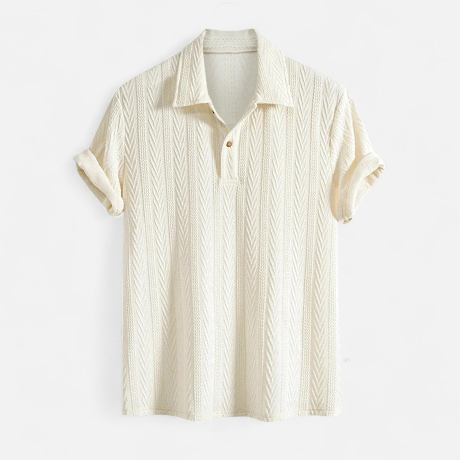 Camisa Polo – Gola de Malha Jacquard e Frente com Meio Botão Airflow