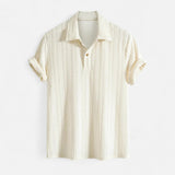 Camisa Polo – Gola de Malha Jacquard e Frente com Meio Botão Airflow