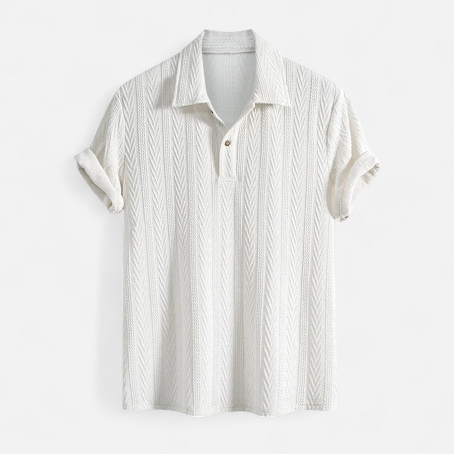 Camisa Polo – Gola de Malha Jacquard e Frente com Meio Botão Airflow