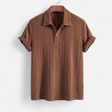 Camisa Polo – Gola de Malha Jacquard e Frente com Meio Botão Airflow