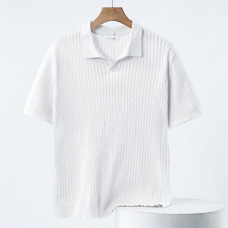 Camisa Polo - Mistura de Malha com Ribs Finos e Stretch Respirável