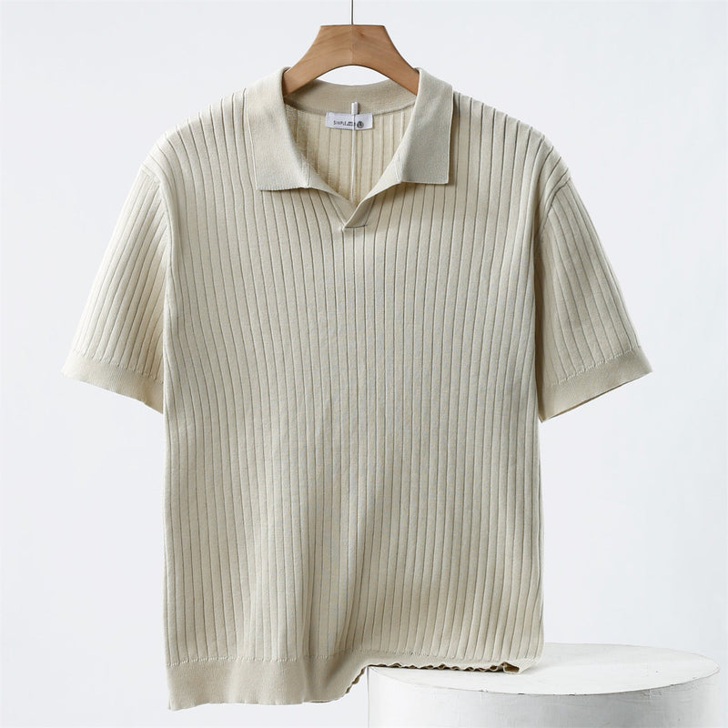 Camisa Polo - Mistura de Malha com Ribs Finos e Stretch Respirável