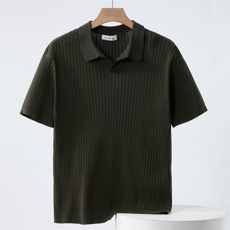 Camisa Polo - Mistura de Malha com Ribs Finos e Stretch Respirável