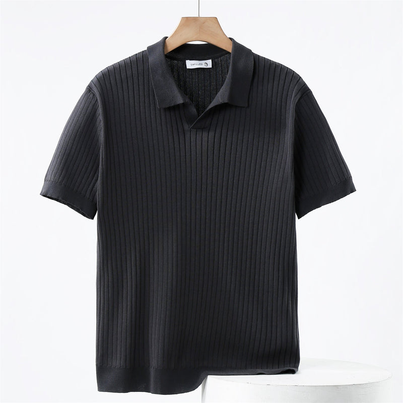 Camisa Polo - Mistura de Malha com Ribs Finos e Stretch Respirável