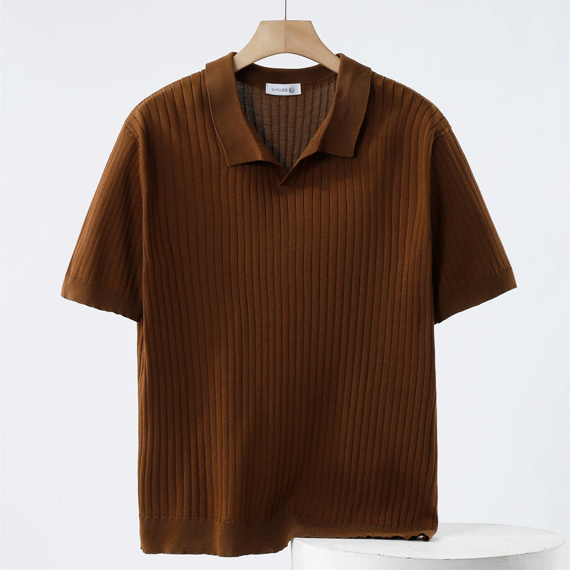 Camisa Polo - Mistura de Malha com Ribs Finos e Stretch Respirável