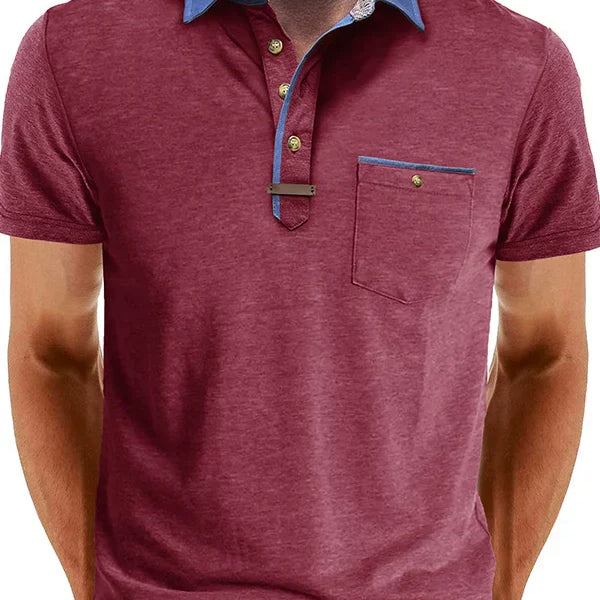 Camisa Polo - Mistura de Poliéster com Fecho de Botão & Conforto Fresco