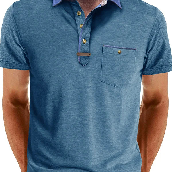Camisa Polo - Mistura de Poliéster com Fecho de Botão & Conforto Fresco