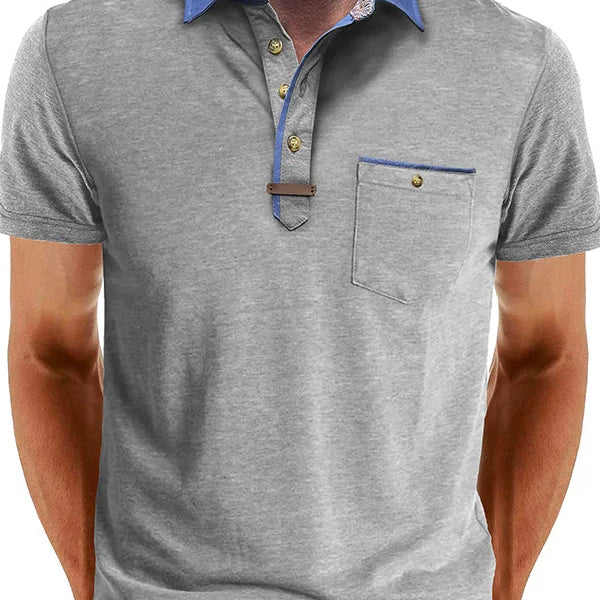 Camisa Polo - Mistura de Poliéster com Fecho de Botão & Conforto Fresco