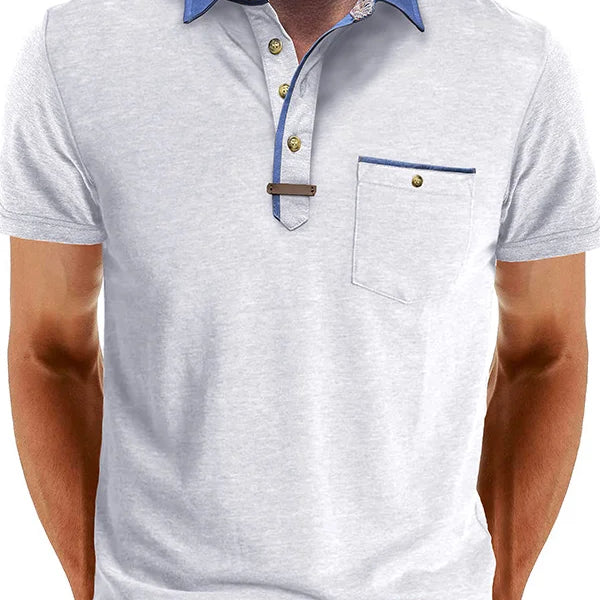 Camisa Polo - Mistura de Poliéster com Fecho de Botão & Conforto Fresco