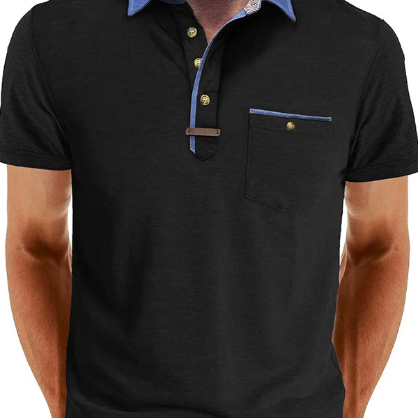 Camisa Polo - Mistura de Poliéster com Fecho de Botão & Conforto Fresco