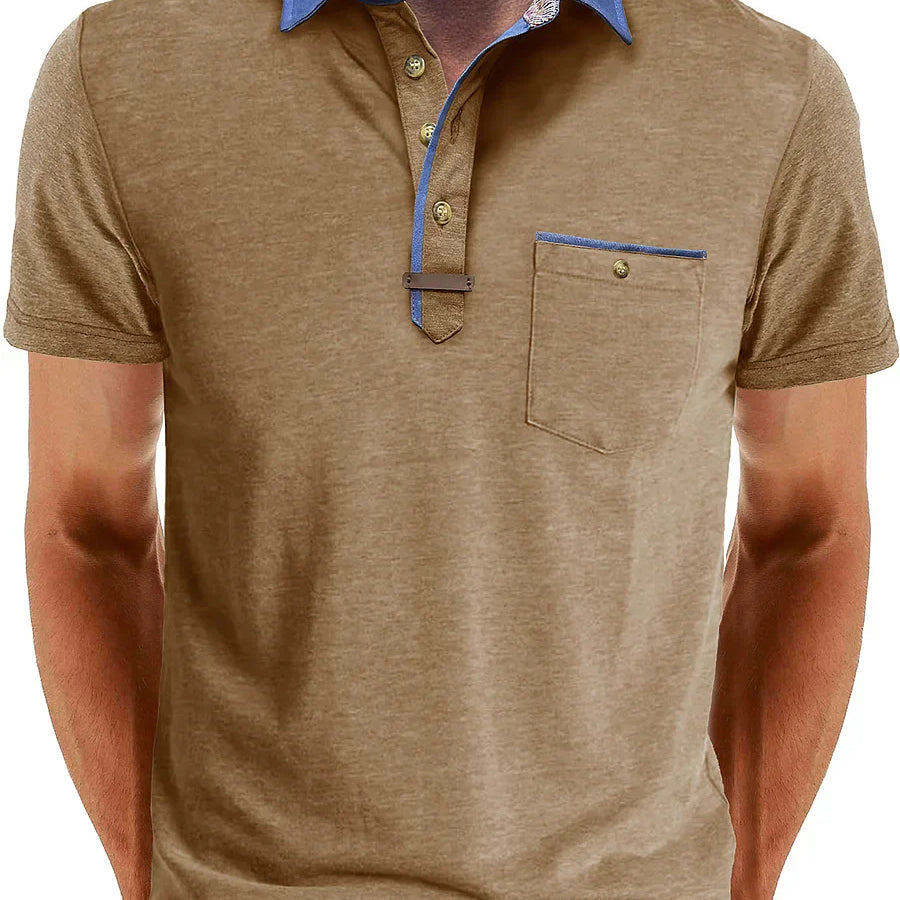 Camisa Polo - Mistura de Poliéster com Fecho de Botão & Conforto Fresco