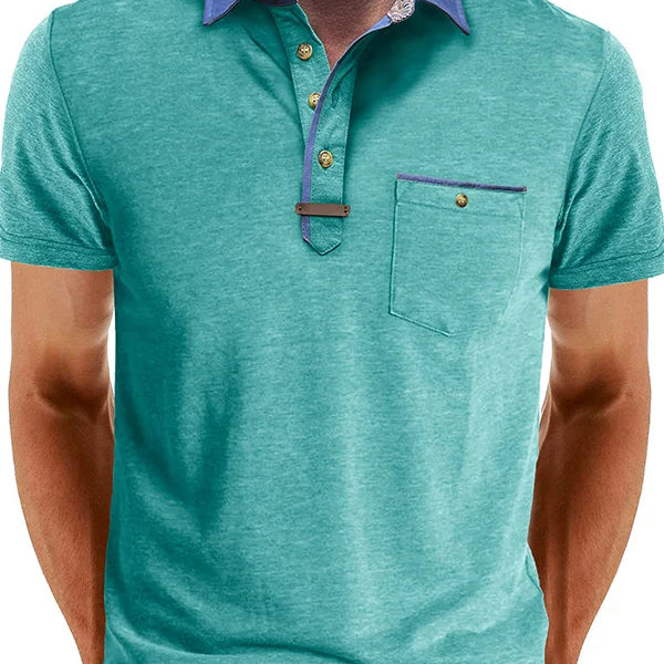 Camisa Polo - Mistura de Poliéster com Fecho de Botão & Conforto Fresco