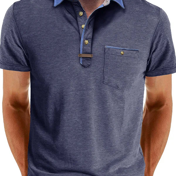 Camisa Polo - Mistura de Poliéster com Fecho de Botão & Conforto Fresco