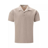 Camisa Polo - Mistura de Poliéster com Textura Jacquard e Corte Relaxado