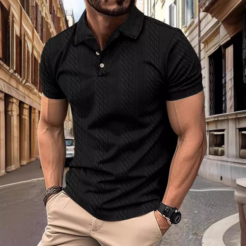 Camisa Polo - Mistura de Poliéster com Textura Jacquard e Corte Relaxado