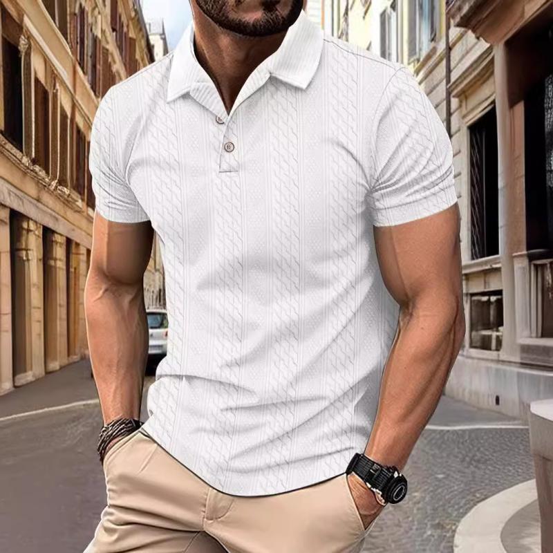Camisa Polo - Mistura de Poliéster com Textura Jacquard e Corte Relaxado