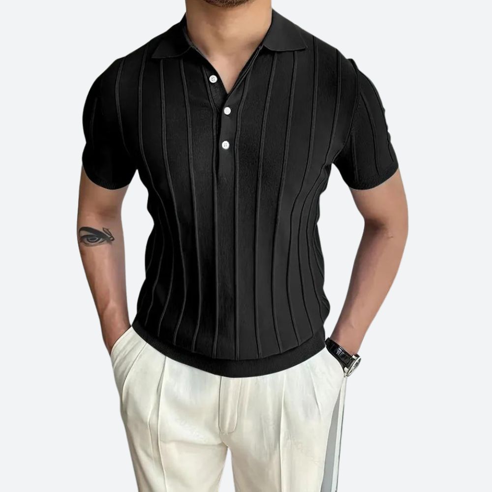 Camisa Polo – Mistura Elástica com Decote em V e Forma Flexível