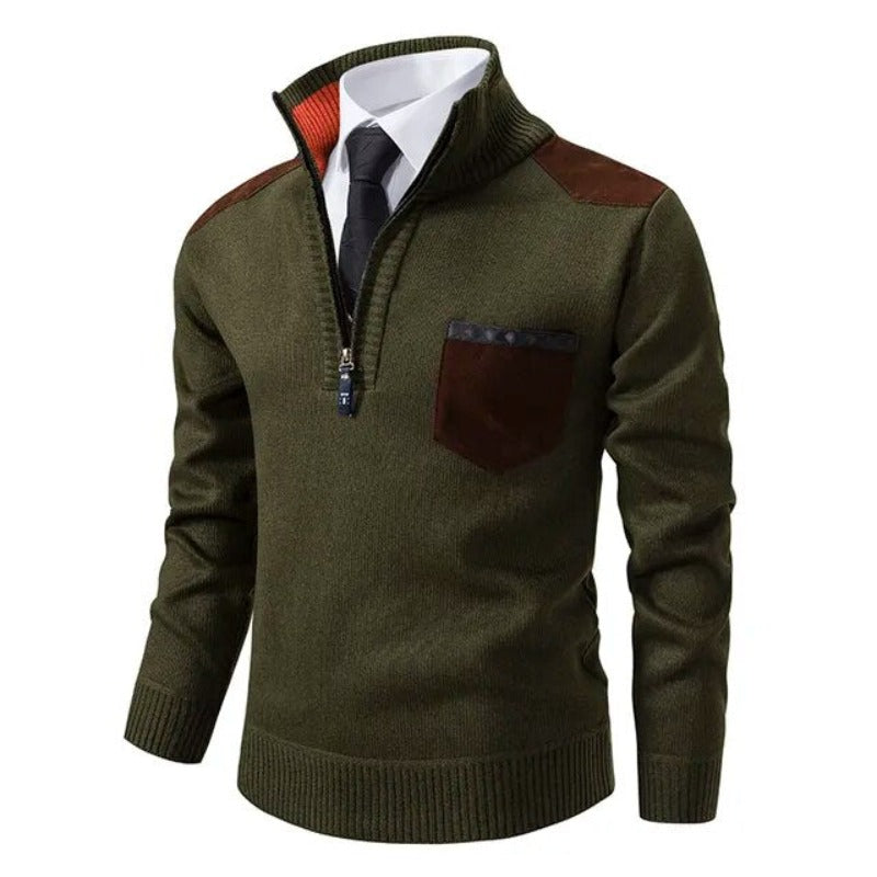 Pullover de Malha - Com Colarinho, Bolso e Aquece
