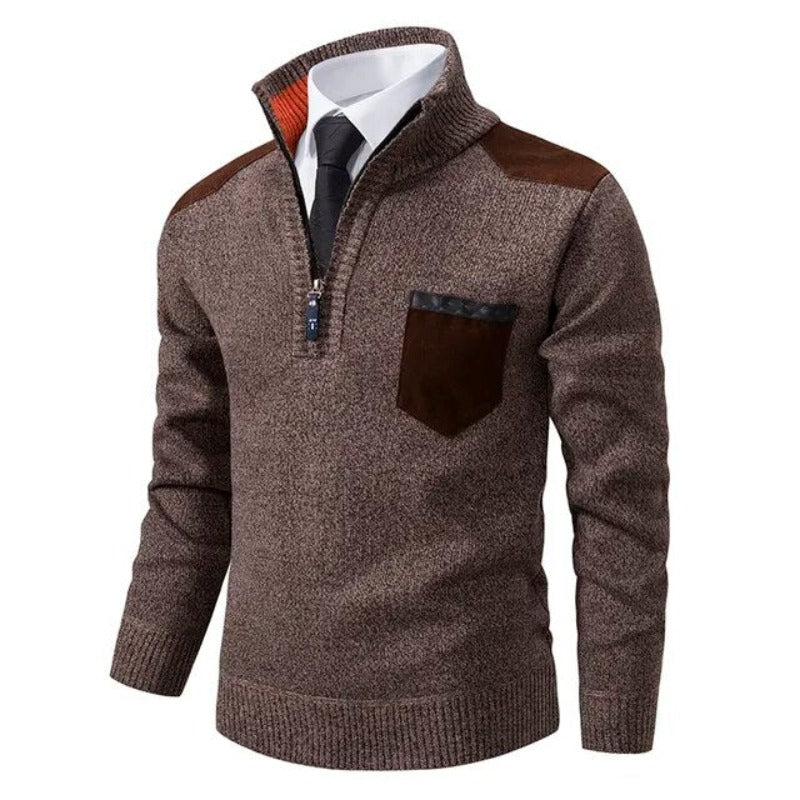 Pullover de Malha - Com Colarinho, Bolso e Aquece