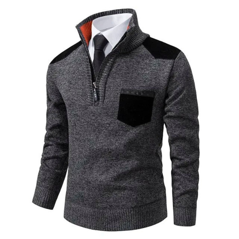 Pullover de Malha - Com Colarinho, Bolso e Aquece