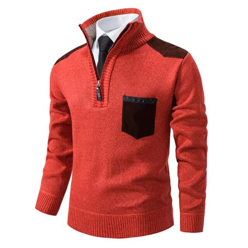 Pullover de Malha - Com Colarinho, Bolso e Aquece