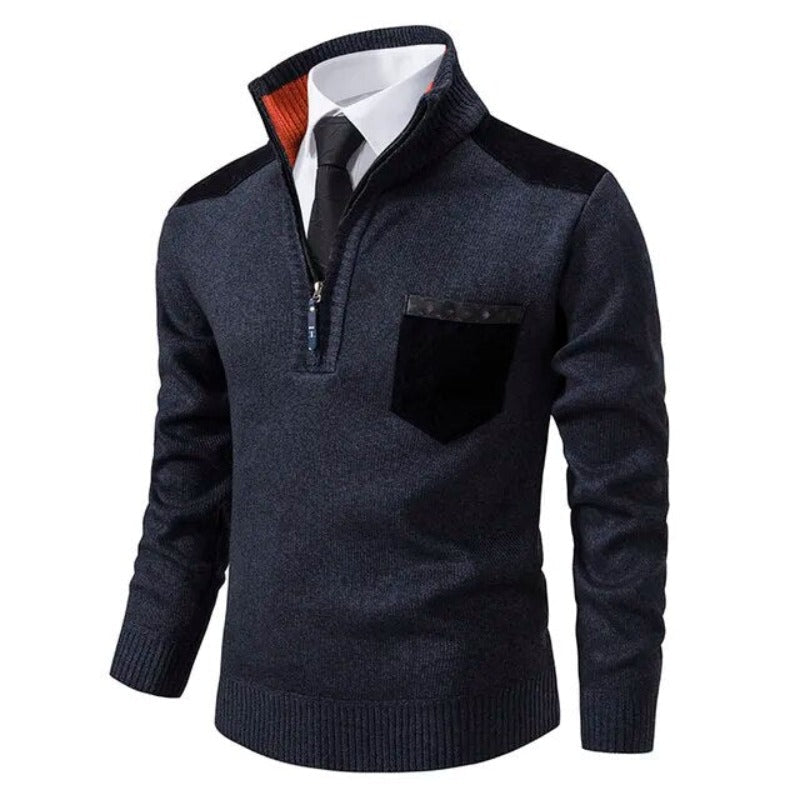 Pullover de Malha - Com Colarinho, Bolso e Aquece