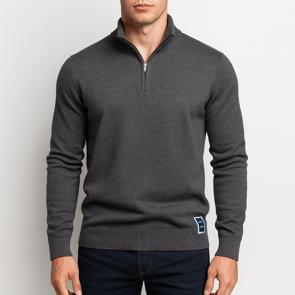 Sweater de Gola Zipper – Forma Ajustada e Abertura com Zíper
