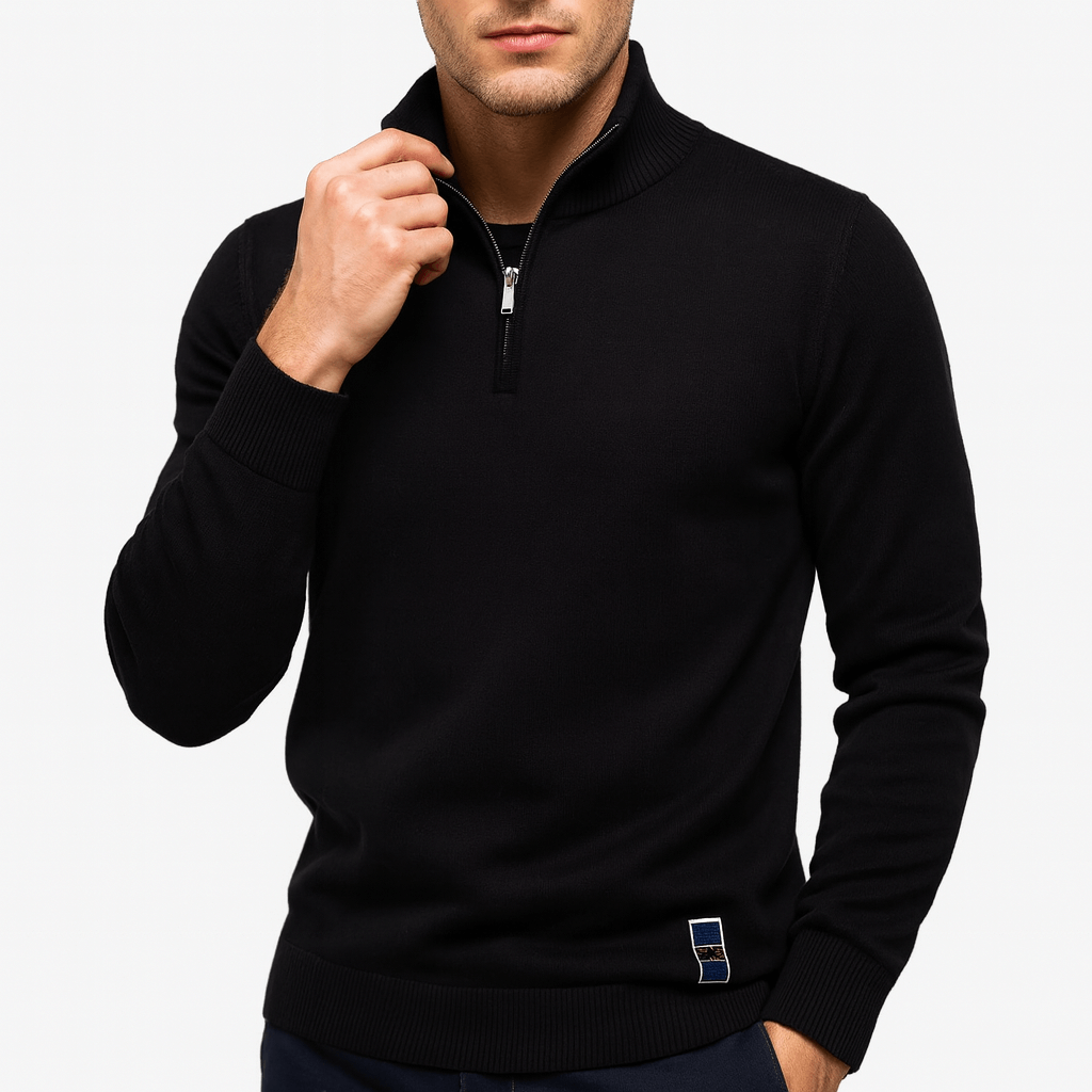Sweater de Gola Zipper – Forma Ajustada e Abertura com Zíper