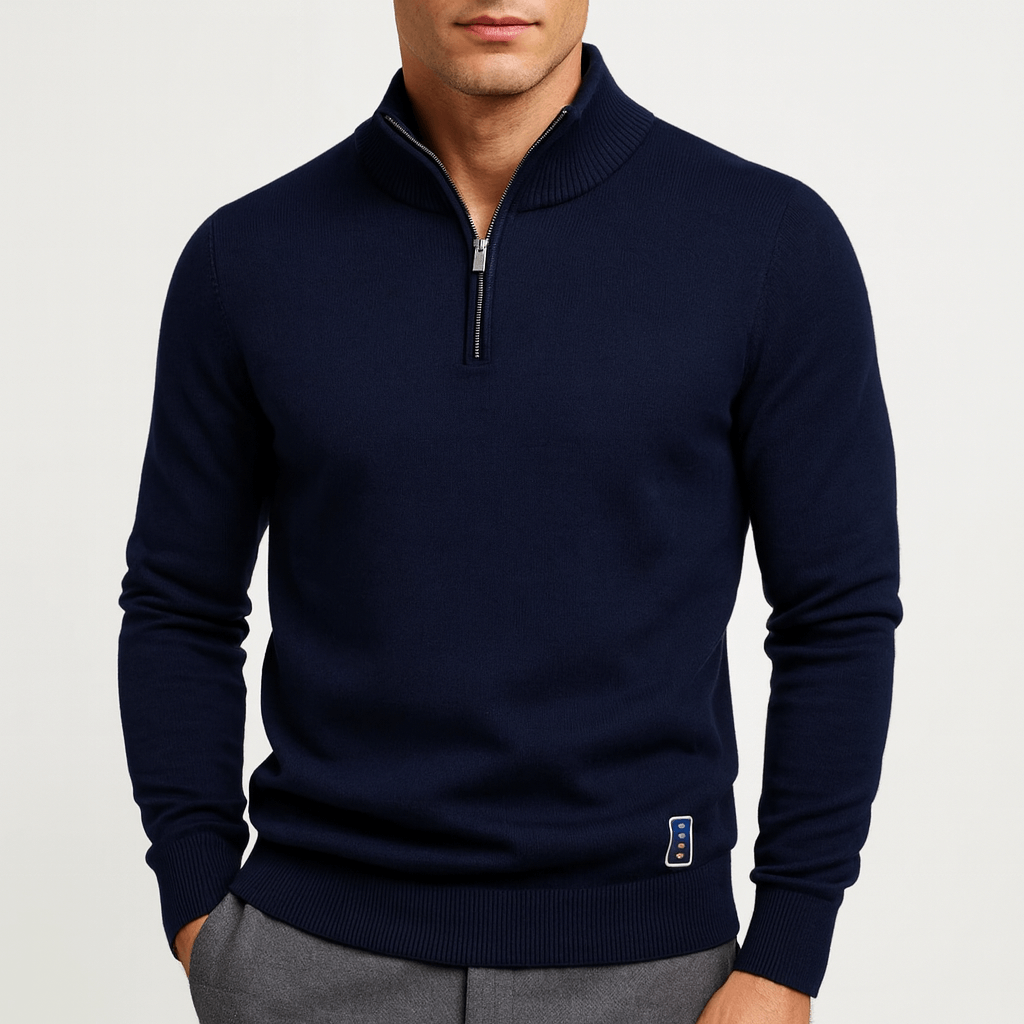 Sweater de Gola Zipper – Forma Ajustada e Abertura com Zíper