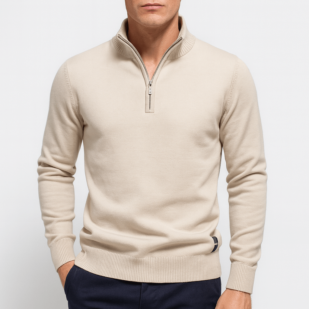 Sweater de Gola Zipper – Forma Ajustada e Abertura com Zíper