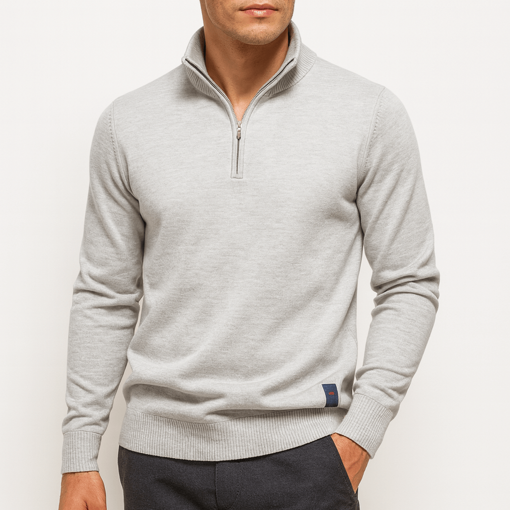 Sweater de Gola Zipper – Forma Ajustada e Abertura com Zíper