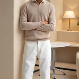 Sweater de Gola Alta com Zíper - Mistura de Malha