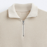 Sweater de Gola Alta com Zíper - Mistura de Malha