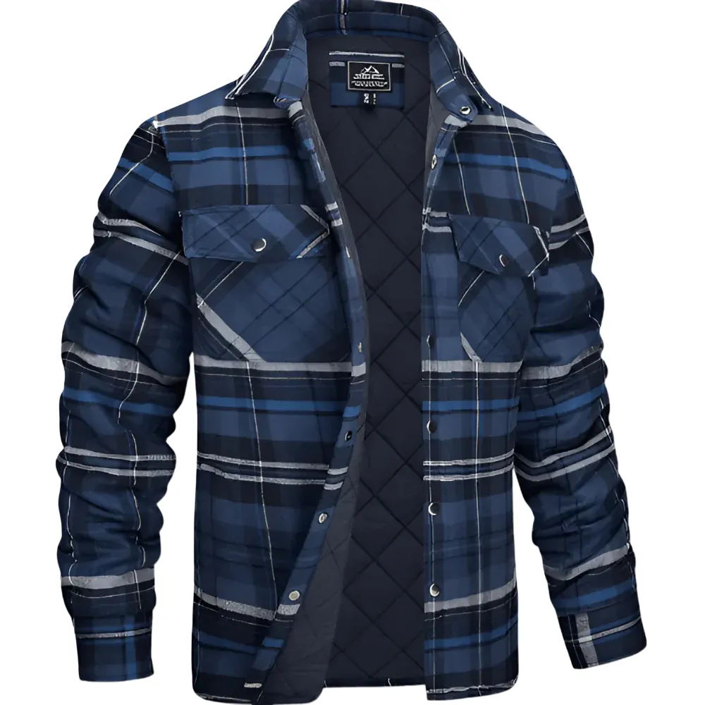 Camisa Jaqueta Acolchoada – Exterior em Xadrez e Calor Uniforme