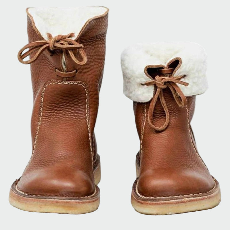 Botins de couro impermeáveis com forro de lã